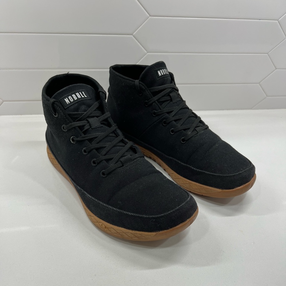 NoBull Mid Canvas Trainers Black and Gum